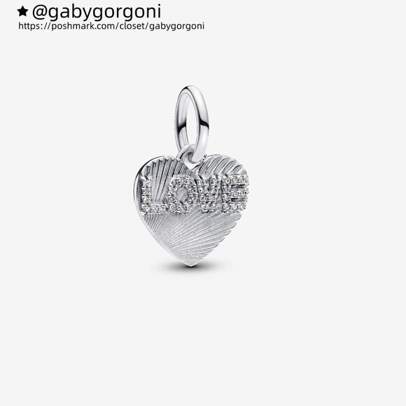 Pandora Engravable Love Heart Dangle Charm - Picture 1 of 8